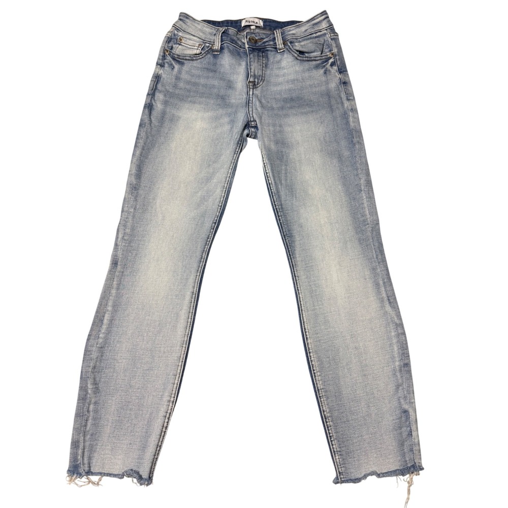 Pistola Jeans Womens 25 Light Wash Skinny Raw Hem Stretch Denim Y2K Boho Casual